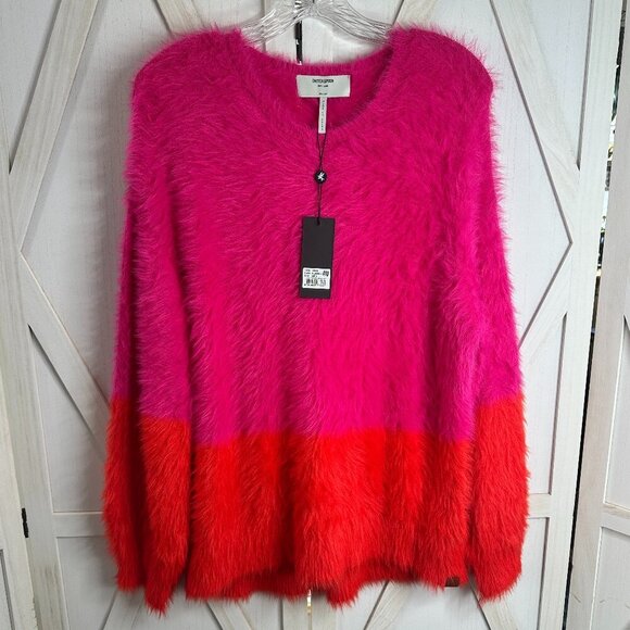 One Teaspoon Lost Signal Colour Block Sweater In Flamingo Blood - Picture 4 of 9
